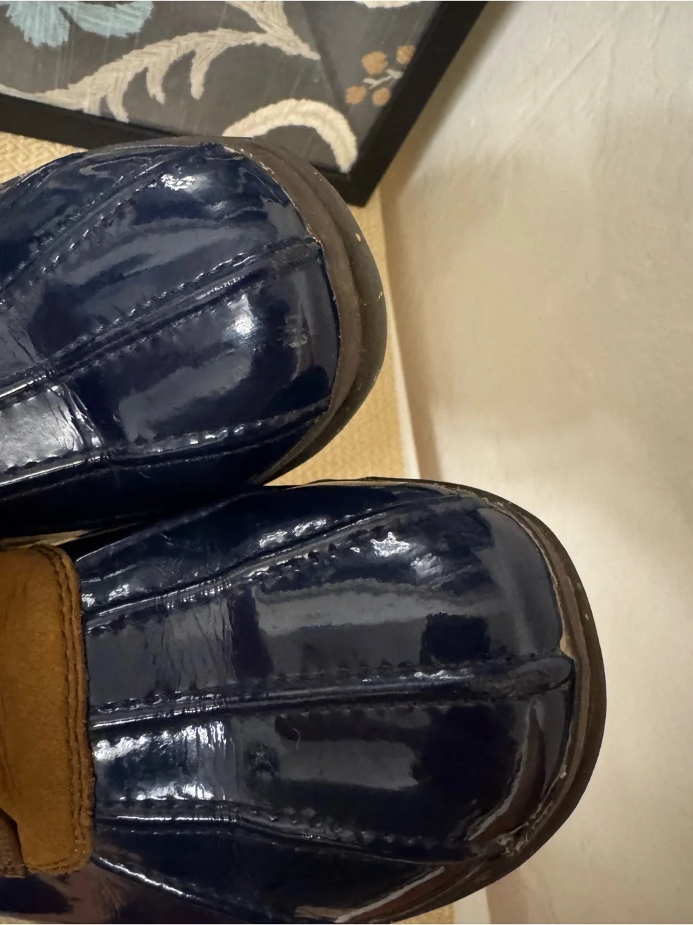 UGG Waterproof Duck Boots Brown & Navy Blue Lace Up Size 8 Women